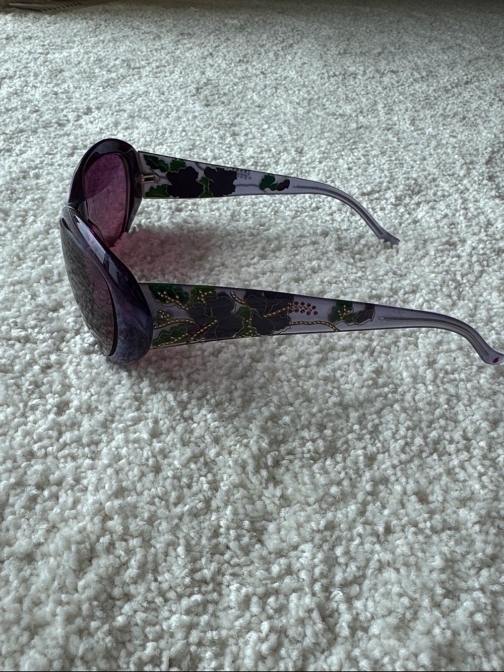 Judith Leiber Purple Floral Oversized Women's Sunglasses